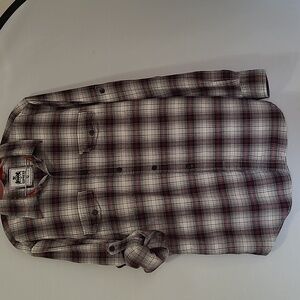 EXPRESS GRAY PLAID SHIRT LONG SLEEVE ROLLED UP L MADE IN HONG KONG